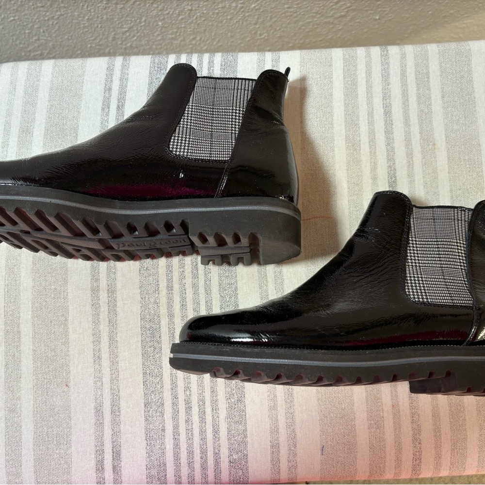 Paul Green Balboa Crinkle Patent Leather Chelsea Boots Womens Size UK 5.5/US 8